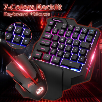 

7-Colors Backlit One-handed Keyboard Hand Game Artifact Left Hand Game Mouse Keypad