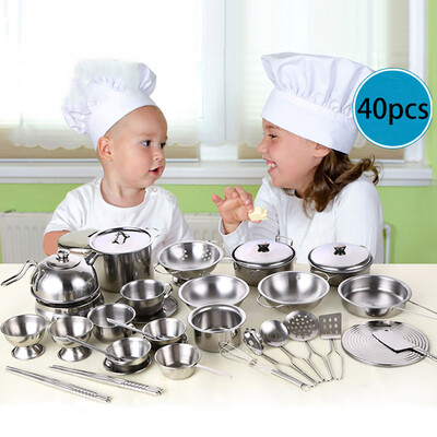 

YIWULA40Pcs Set Kids Play House Kitchen Toys Cookware Cooking Utensils Pots Pans Gift