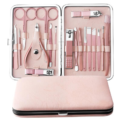 

18pcs Professional Pedicure & Manicure Tool Kit Nail Clippers Set with Acne Needle Nail File Trimmer Nose Hair Eyebrow Scissors To