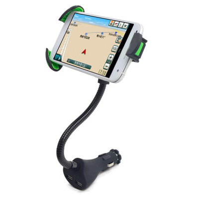 

Universal Dual USB Port Car Charger Phone Holder 360 Degree Rotation Current Protection Smartphone Bracket