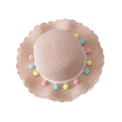 

Newborn Photography Props Straw kids Baby Hat Floral Baby Beach Cap Summer Baby Girl Hat Sun Visor Caps With Bag