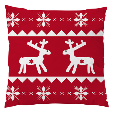 

Tailored Red Vintage Christmas Linen Pillow Case Xmas Deer Cushion Cover Home Decor