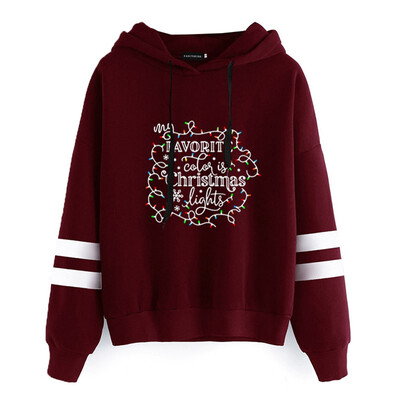 

Women& Letters Print My Favorite Color Is Christmas Lights Print Hoodies