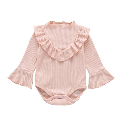 

Kids Girls Bodysuit Jumpsuit Newborn Clothes Infant Baby Flare Sleeve Ruffle Design Rompers 3-24M