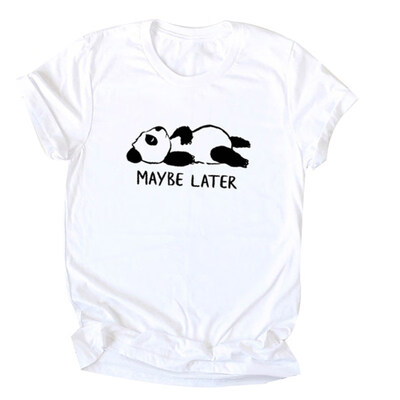 

Cute Cartoon Panda Letter Print Women Plus Size Summer T-Shirt Short Sleeve Top