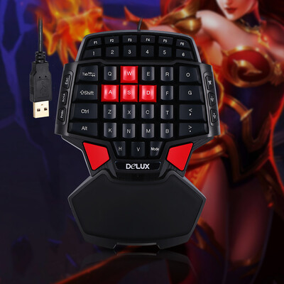 

Delux T9 47-Key Professional OneSingle Hand USB Wired Esport Gaming Keyboard