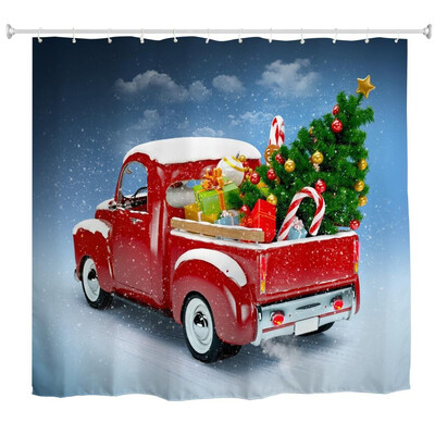

Truck Christmas Tree 3D Digital Printing Fabric Waterproof&Mildewproof Shower Curtain