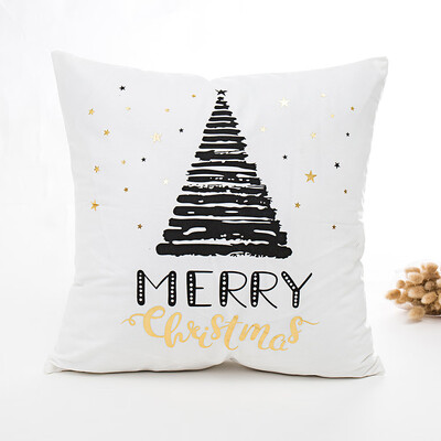 

Tailored Merry Christmas Gold Foil Printing Pillow Case Sofa Waist Throw Cushion Cover