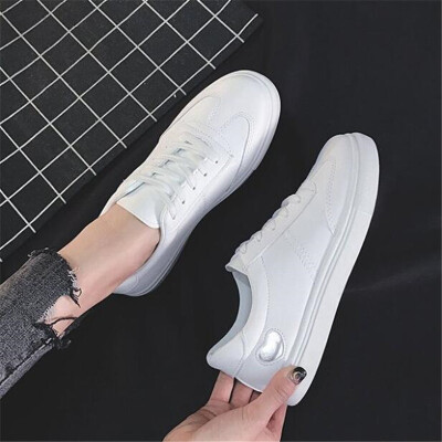 

Women Sneakers 2019 Fashion Breathble Vulcanized Shoes Pu leather Platform Lace up Casual White Tenis Feminino Zapatos De Mujer