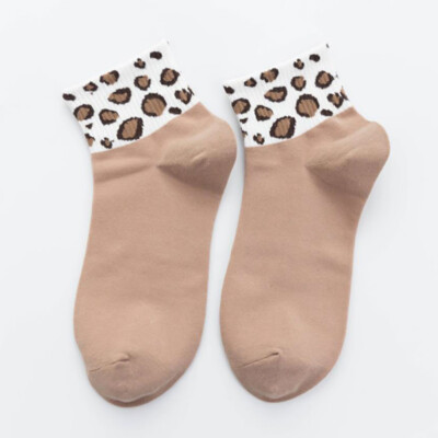 

Women Stretchy Cotton Funny Casual Socks Leopard Print Ankle-High Socks