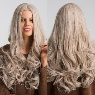 

Gobestart Waves Wig Glueless Wig Light Gold Women Heat-Resistant Synthetic Fiber Hair