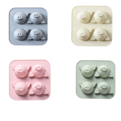 

4 Holes Cartoon Pig Animal Cake Mold Silica Gel Mould Bakeware Baking DIY Tools Accessories Fondant