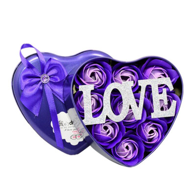 

Heart-Shaped Rose Soap Flower Romantic Valentines Day Petal Rose Flower Soap Wedding Decoration with Gift Box