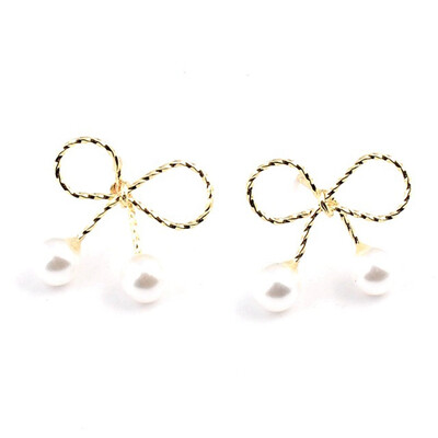 

popular simple design bow hollow pearl earrings pearl rhinestone earrings exquisite ruby girl jewellery earrings