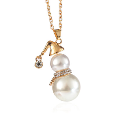 

Christmas Simulated-Pearl Long Snowman Jewelry Women Necklace Pendant Choker Lady Sweater Chain Necklace