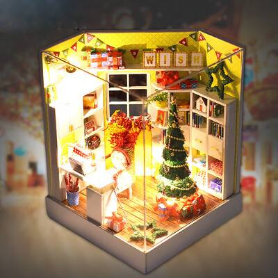

YIWULAWooden DIY Miniature House Furniture LED House Decorate Creative Christmas Gifts