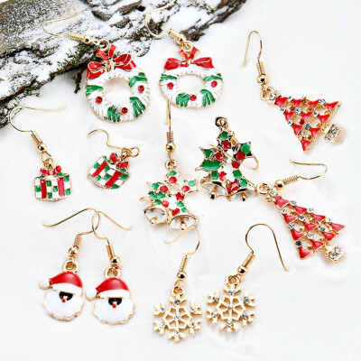 

New Santa Claus Snowflake Christmas Gift Earrings Set