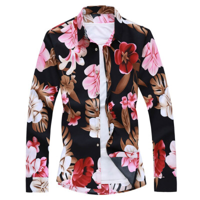 

Tailored Mens Casual Printing Colorful Slim Long Sleeve Dress Shirt Blouse Tops