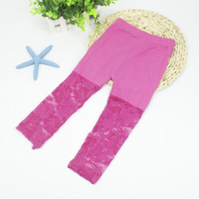 

Summer Girls Leggings Pants Lace cotton Children Clothing Flower Girl Knee Pants 2-7Y