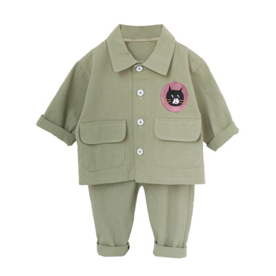 

2Pcs Autumn New Baby Boys Girls Long Sleeve Cartoon Cat Sweatshirt OuterwearPants Trouser Costume Set Baby Clothes Set