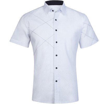 

2018 Summer New Mens Shirt Fashion Brand Men Cotton Short Sleeves Dress Shirt Turn-down Collar Cardigan Shirt Men Clothes