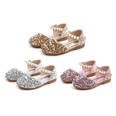 

Childrens Casual Shoes Sequins Breathable Rhinestone Pearls Design Kids Girls Princess Shoes For Dance Childrens Shoes 2019