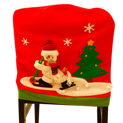 

Christmas Chair Cover Dining Table Santa Claus Snowman Cap Ornament Chair Back Covers Christmas New Year Decoration