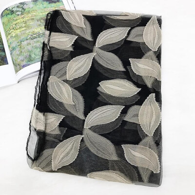 

1Pc Fashion Design Leafs Embroidered Organza Scarves And Shawls Scarf For Women