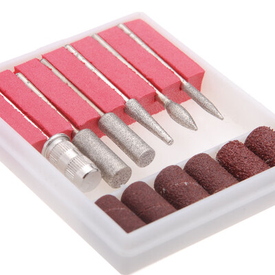 

6PCS Nail Art Drill Bits&Sanding Bands for Nail Drill Replacement Set Nail Electric File Metal Bit