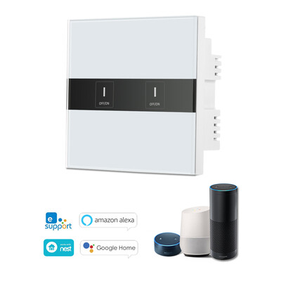 

Smart Wifi Touch Switch Touch Screen LED Light Wireless 2 Gang Support Timing Function Phone APP Remote Control Voice Control by W