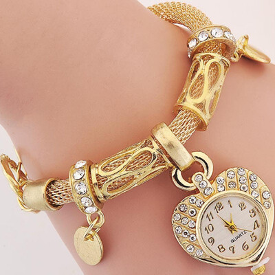 

Bracelet Watches Fashion Ladies Girls Womens Watch "love Heart"Round Quartz Watch