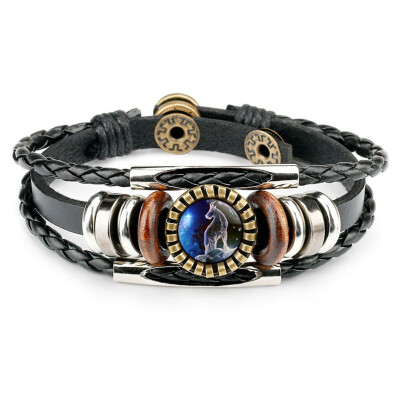 

Time Gem 12 Constellation Bracelet Leather Diy Bracelet Fashion Casual Accessories Party Gift