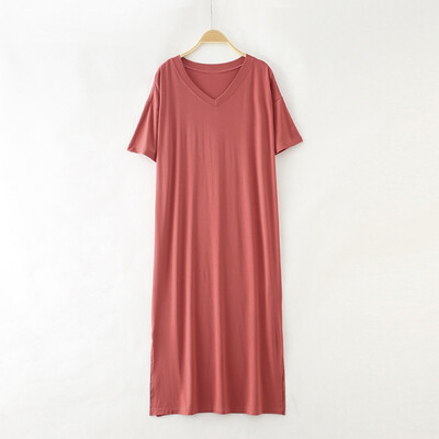 

Women Nightdress Large Size Short Sleeve Long Night Dress Women Loose Modal Nightdress Ladies Pajamas