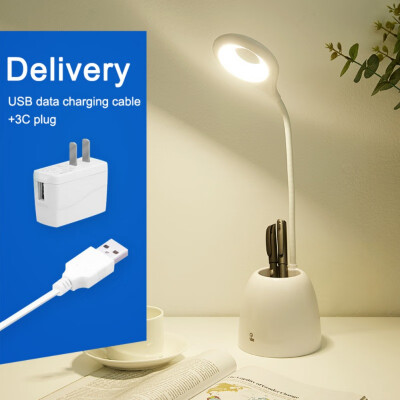 

LED Desk Lamp USB Rechargeable Touch Control Dimmable Pen Container Student Dormitory Bedroom Bedside Lighting Study Light