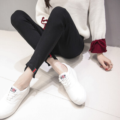 

Black Thin Pencil Pants Simple Casual Ankle-length Skinny Pants Women Leggings Pencil Pants Elastic Waist Skinny High Waist