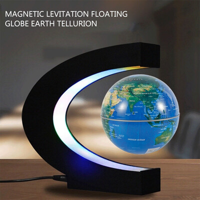 

Shape C Magnetic Levitation Geography Globe Floating World Map Tellurion LED Light Terrestre Children Learning Toys Globe Antigra