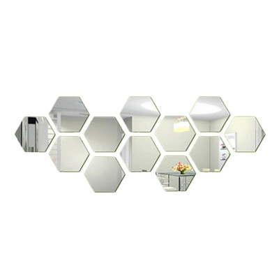 

Hexagon Mirror Surface Wall Stickers DIY Wall Stickers Removable Hexagonal Decorative Mirror Sheet