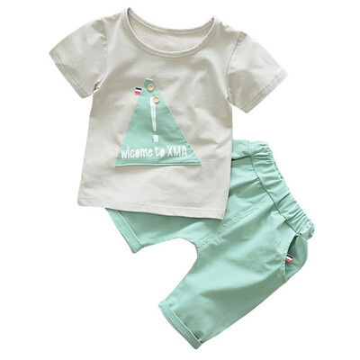 

Baby Clothes Set Summer T-shirt Tops Casual Pants Suit Kids Boy Trousers Fashion Costume 2PCs