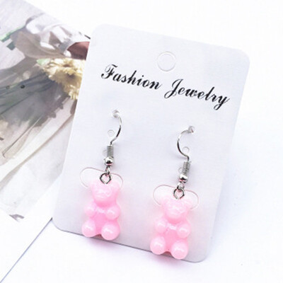 

Cute Handmade Resin Colorful Cartoon Animal Bear Unique Candy Color Earring