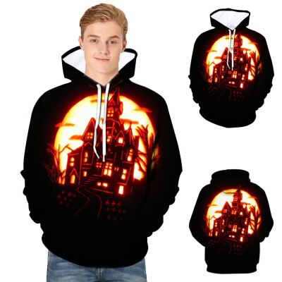 

Toponeto Mens Scary Halloween Pumpkin 3D Print hooded Party Long Sleeve Hoodie Blouse