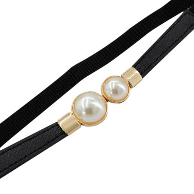 

Belt dress simple versatile Fashion Women Leather Belt Thin Skinny Metal Gold Elastic Buckle Waistband Belt Dress Accessories