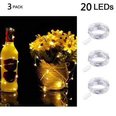 

Gobestart 3Pcs 20LED Fairy Lights Battery Starry String Copper Wire Decor Christmas