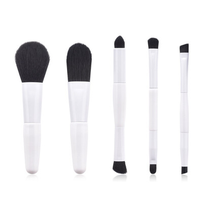 

5pcs Makeup Brush Set Cosmetic Bag Loose Powder Foundation Brush Double-end Eyeshadow Blush Makeup Tools