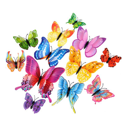 

PVC 3D Butterfly Stickers Magnetic Butterfly Fridge Sticker Cartoon Coloful Animal Home Wall Decoration Magnetic Sticker 12pcs