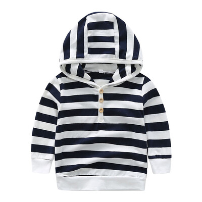 

Casual Spring Autumn Casual Children Boy Long Sleeve Hoodie Striped Printing Blouse