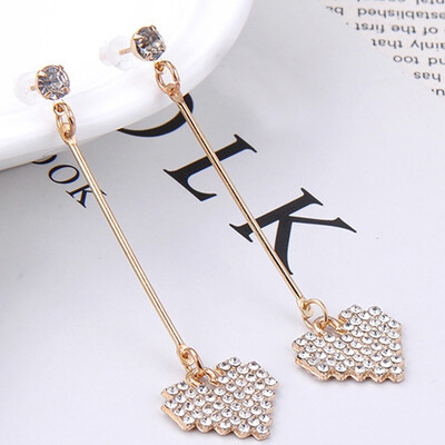 

Women Trendy Wild Heart Shape Simple Sweet Exaggerated Personality Retro Long Pattern Earrings