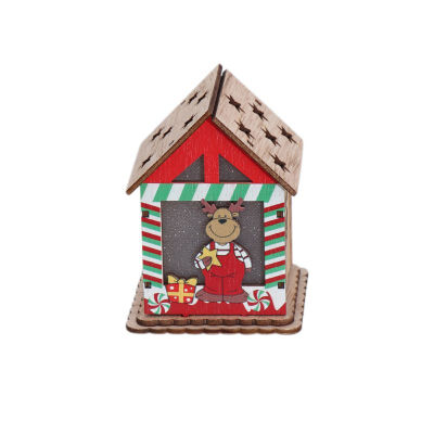 

Colorful Christmas Wooden House With Lights Christmas Luminous Ornament Xmas Tree Hanging Decoration Children Gift