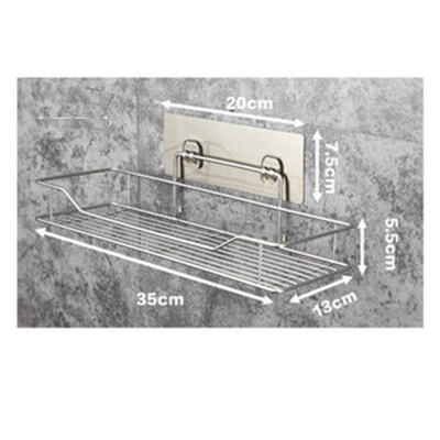

Stainless-Steel Shelf Shower Basket Bathroom Wall Mounted Storage Rack Adhesive
