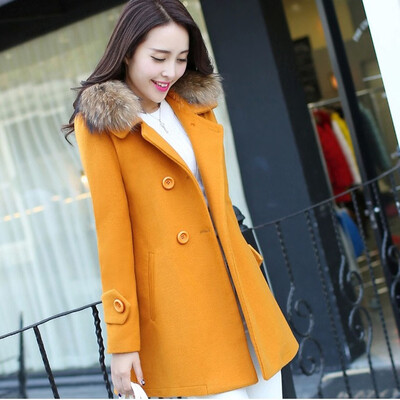 

Toponeto Women Casual Medium And Long Slim Jacket Winter Woolen Thick Coat