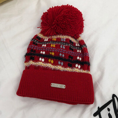 

Outdoor Hat ladies winter velvet knit Hat Korean version of Joker fashion wool Hat padded fur ball ear cap men